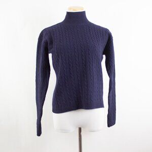 Vintage J Crew 100% Lambswool Mock Neck Cable Knit Sweater